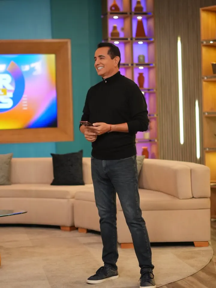 Presentador de Tardes del Sol en el set